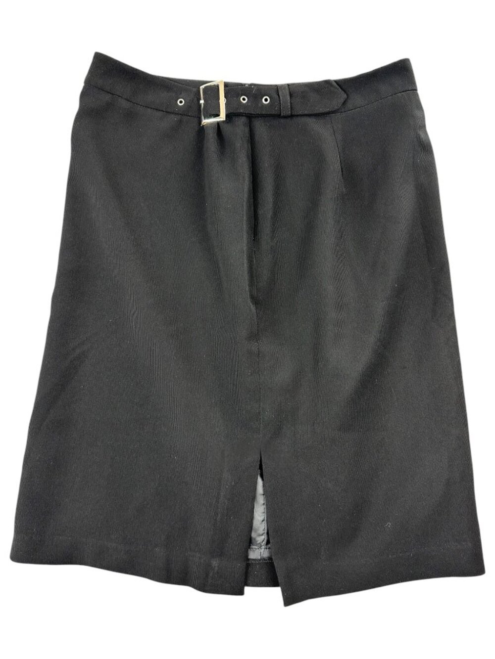 Vintage Style Black Belted Pencil Skirt with Gold Buckle Office Siren Corporate